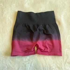 Amazon Black/Pink Ombré Contour Scrunch Butt Workout Shorts